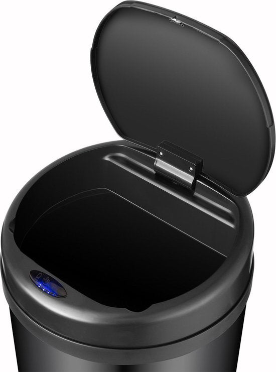 Poubelle automatique / Poubelle à déchets / Poubelle à détecteur - 50 litres - Noir - Rond