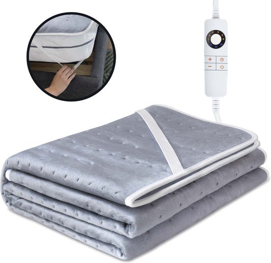 STAUS&BACH CozySnug - Sous-couverture électrique XXL pour 2 personnes (100W) - Couverture chauffante avec 6 niveaux de chaleur et minuterie (2, 4 et 6 heures) - Couverture lavable - 160x140 cm - Anthracite