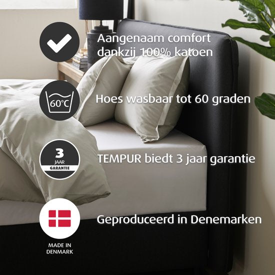 Home by TEMPUR® - Housse de couette 100% coton égyptien - sans danger pour le fer et le sèche-linge - Nature - 200x200 cm - sans taie d'oreiller