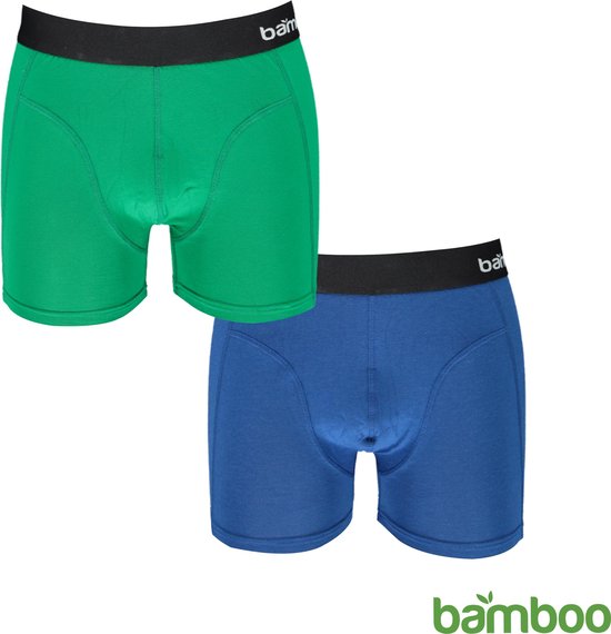 Caleçon boxeur en bambou pour hommes, bleu/vert, paquet de 2 - Taille XL