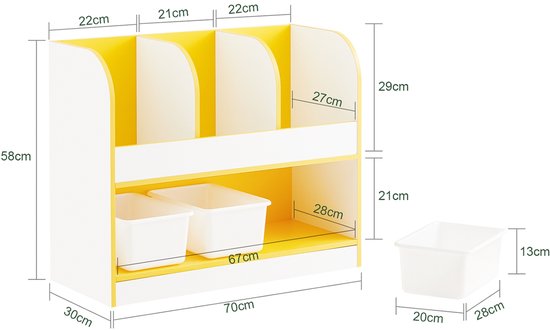 SoBuy KMB107-G Armoire de rangement pour enfants - Bois composite blanc avec 3 compartiments