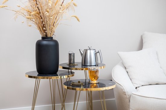 Vaja® Théière Camille Silver - Double paroi - 1 litre - Théière en acier inoxydable avec filtre et chauffe-plat