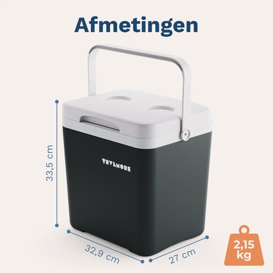 TRVLMORE Cool Box 14L - 47 heures de réfrigération - Frigobox - Elément réfrigérant inclus - Cool Box Small - Anthracite