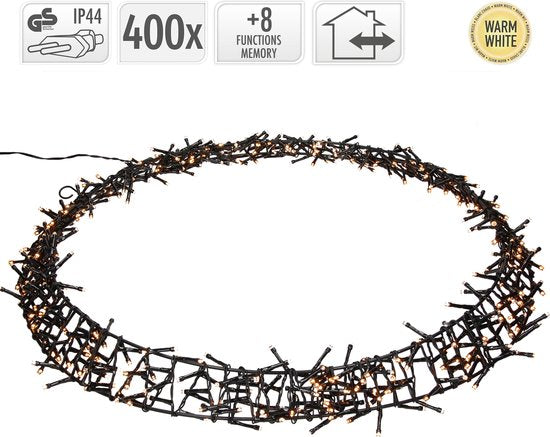 H&S - Couronne de Noël - Anneau - Ø48cm - 400led - Extra Warm White - 8 réglages
