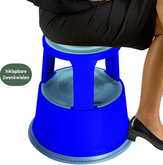 BRASQ Tabouret de marche Premium Bleu - Capacité 150 kg - Tabouret de marche - Pied d'éléphant - Tabouret de bureau - Escalier mécanique - Tabouret - Métal