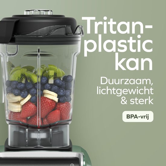 KitchenBrothers Power Blender - 1600W - 2L - Smoothie Maker - Ice Crusher - Vert pastel