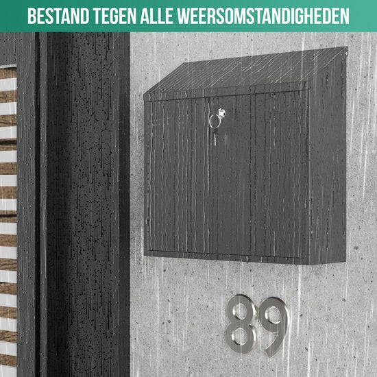 Boîte aux lettres Avalo en acier inoxydable noir - Boîte aux lettres murale - avec matériel de montage et 2 clés