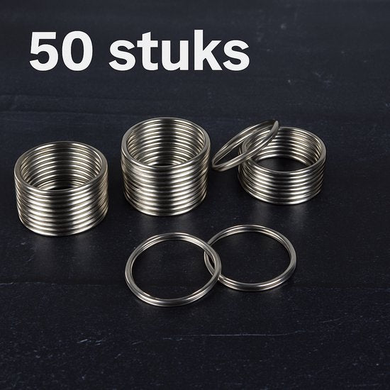 Porte-clés - 30 mm - Anneaux - Porte-clés - 50 pièces - Argent