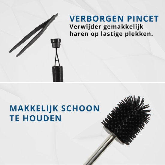 EasyPicks Premium Toilet Brush - Brosse de toilette - Avec support - Antibactérien - Avec diffuseur d'odeurs - Noir