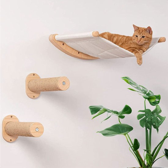 LBB Mur d'escalade pour chat avec hamac - Griffoirs avec hamac - Mur d'escalade - Mur de griffoirs - Griffoirs pour grands chats - Jouets pour chats