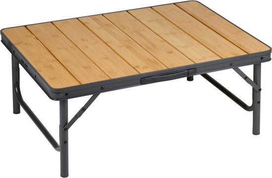Table de camping Campe Active pliable - Table pliante - Table pliante - Table pliante - Hauteur réglable - 75 x 55 x 31 - 71 cm - Bambou et aluminium