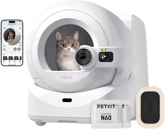 Bac à litière autonettoyant PETKIT Purobot Ultra - caméra HD 1080P - capacité 70L - Blanc