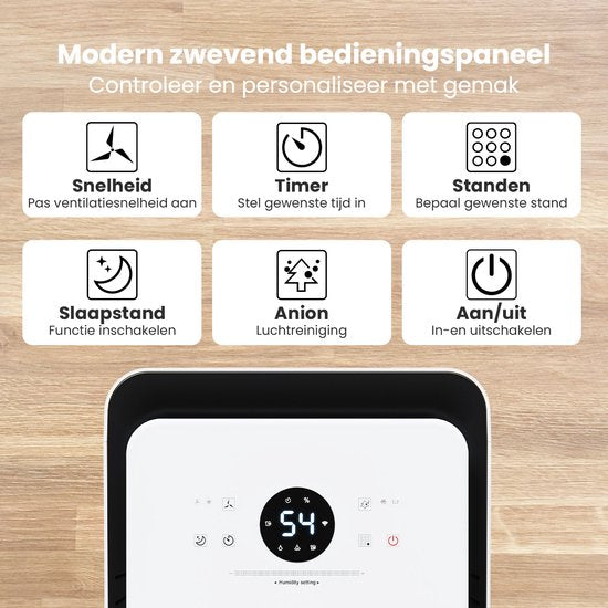 Déshumidificateur et purificateur d'air Auronic - Pro Series - 20L par jour - Fonction Wash-dry - Chambre à coucher, salle de bains et salon - Blanc