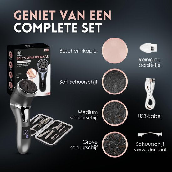 Beeperfect® Pince à callosités électrique avec système d'aspiration - Lime à pieds - Lime à callosités - Étanche IPX7 - Ensemble de pédicure gratuit - Comprend 6 disques à callosités - Noir