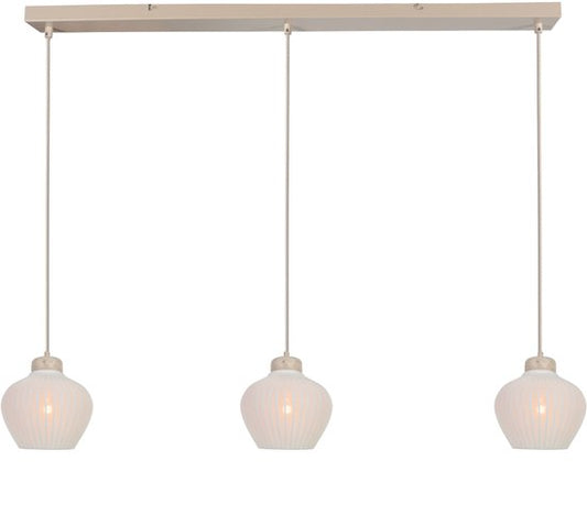 Anne Lighting - lampe suspendue - Travino - crème - lin métal pierre - grande lampe de table de salle à manger - E27 - 4599CR