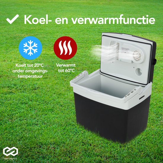 Infinity Goods Glacière électrique - 40L - Glacière - 12V et 230V - Frigobox - Refroidissement et chauffage - Noir