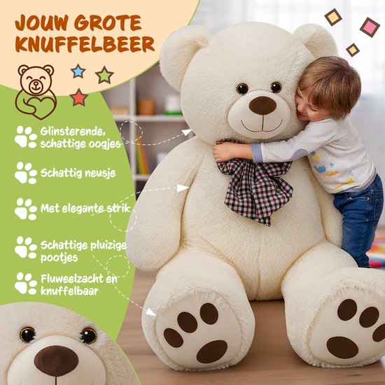 Monzana Teddy Bear XL - Peluche sur pied 100cm - Crème