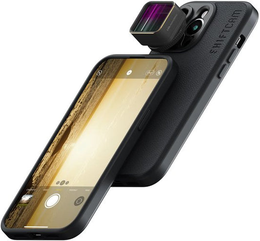 Shiftcam LensUltra 1.55x Anamorphic - Vidéo cinématique ultra large - Flare anamorphique distinctif - Optique en fluorite pour la clarté de l'image et la précision des couleurs - Noir