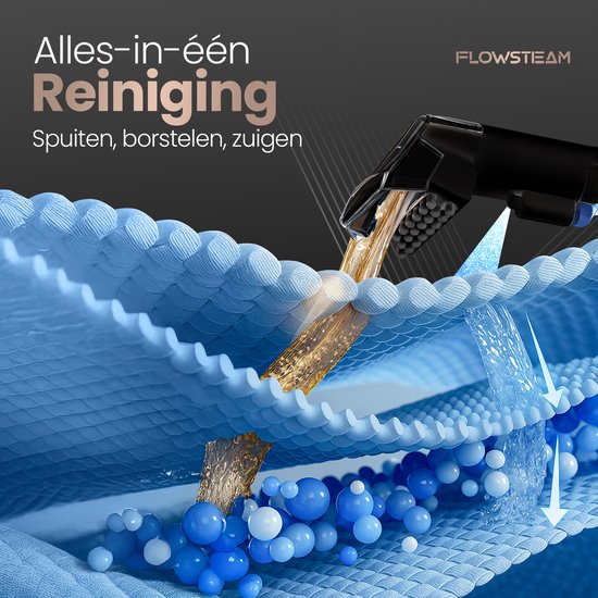 FLOWSTEAM® 6-in-1 Steam Cleaner PRO - Nettoyeur de tapis - Nettoyeur de taches - Nettoyeur à main - Nettoyeur de sièges - Vapeur à 100°C - 4 modes de vapeur - 90 minutes de vapeur - Cordon de 5M