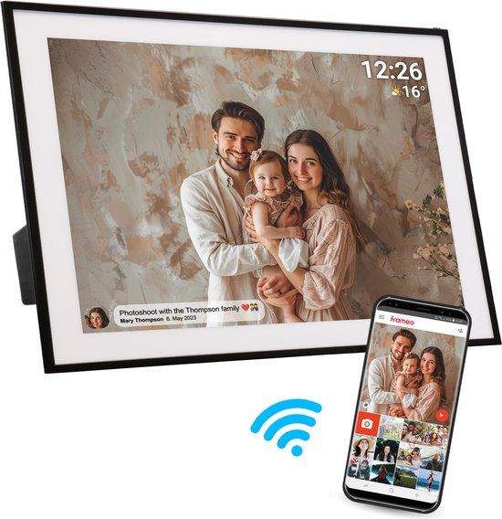 Cadre photo numérique Denver 19 pouces - HD - Frameo App - Cadre photo - WiFi - 32GB - IPS Touchscreen - PFF1970