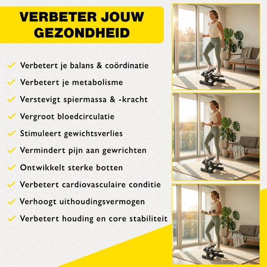 Zoluko Stepper avec résistance - avec bandes de résistance et livre électronique - Stepper Fitness - Fitness Step - Mini Stepper - Step Fitness - Aerobic Step - Step - Stepper Fitness Device - Exercise Bike - Noir