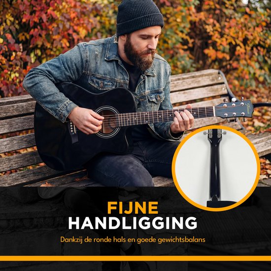 Finesse Acoustic Guitar - with Video Course - 4/4 40" - Western Guitar - Guitare enfant et adulte - Noir