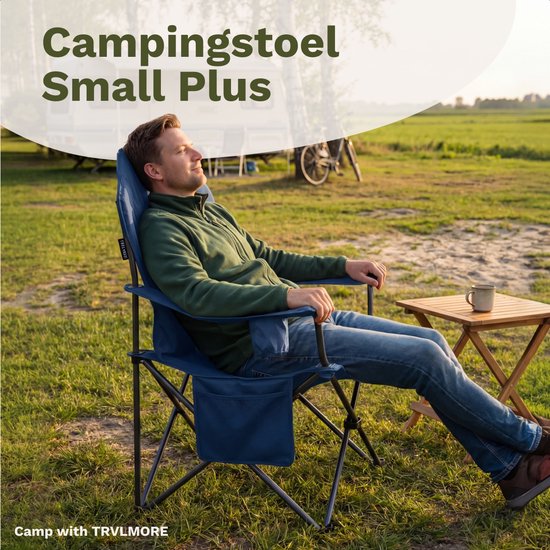 TRVLMORE Chaise de camping XXL - pliable - capacité de charge 160KG - sac de transport inclus - chaise pliante - chaise de pêche - chaise de camping - chaise pliante - bleu