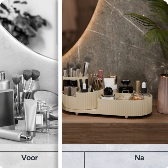 Organess - Organisateur de maquillage - Boîte de rangement - Organisateur de soins - Trousse de maquillage - Rotation à 360 degrés - Blanc laiteux