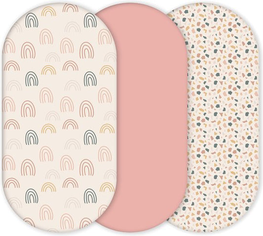 Yunioo Drap berceau universel │ Drap housse bébé pour landau, panier à langer et panier mosaïque │ Housse de matelas à langer │ Cadeau de maternité baby shower │ 3 packs │40x80 cm élastiqué.