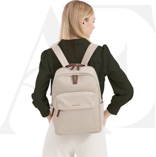 Aramae® - Sac à dos femme - Sacoche pour ordinateur portable 15,6 pouces - Sac à dos femme - Sac à dos fille - Sac à dos beige - Sac d'école