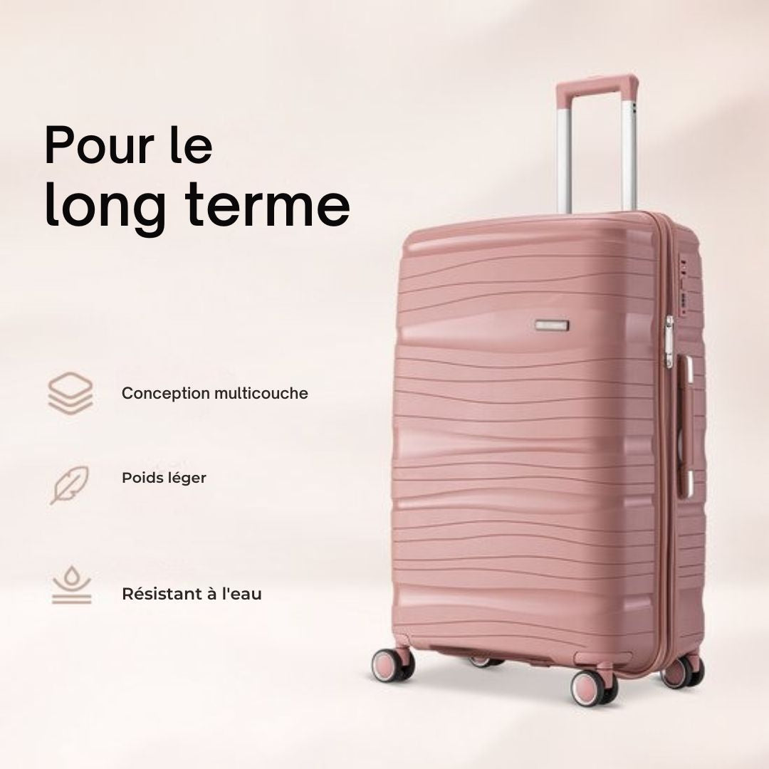 Valise de voyage moyenne 24 pouces - SKYCASES Travelin' Charm - Serrure numérique - 41x24x69 cm - 68L - Légère, imperméable et durable - Rose