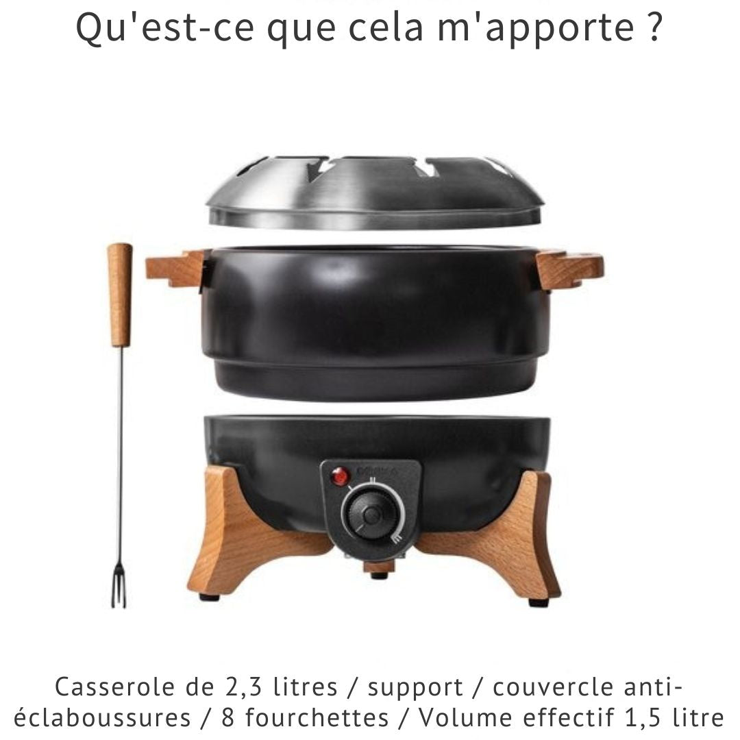 Set à fondue électrique Boska Party - 2.3L - Pour fondue au fromage, fondue au chocolat, fondue Hotpot et fondue au bouillon - Avec régulateur de température - noir