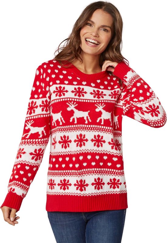 Dressforfun Pull de Noël hiver magique rouge et blanc pour femme L - habillement costume halloween habillement soirée carnaval habillement soirée carnaval - 303332