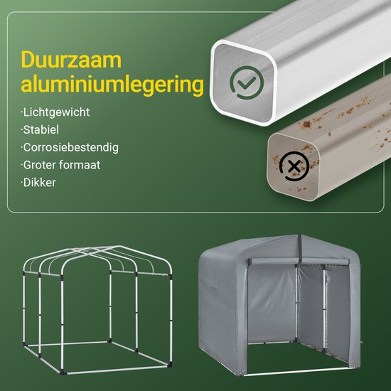 SoBuy KLS11-L-DG Garden House, Waterproof Outdoor Storage, Motorcycle Shelter with Hooks, Bicycle and Tool Garage, Bicycle Storage, Storage Space, Grey, 159x219x165 cm