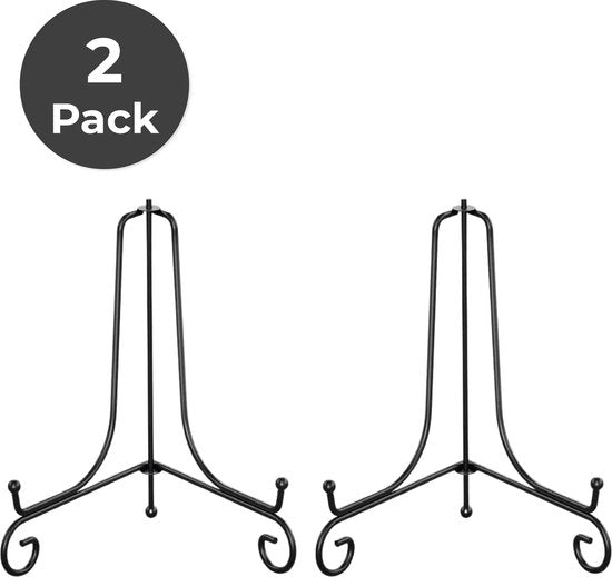 Support d'assiettes Luft - 2 packs - Assiettes et livres - Présentoir - Standard - Support - Support - Rack - Cintre - Assiettes décoratives - Livre de cuisine - Noir - Métal