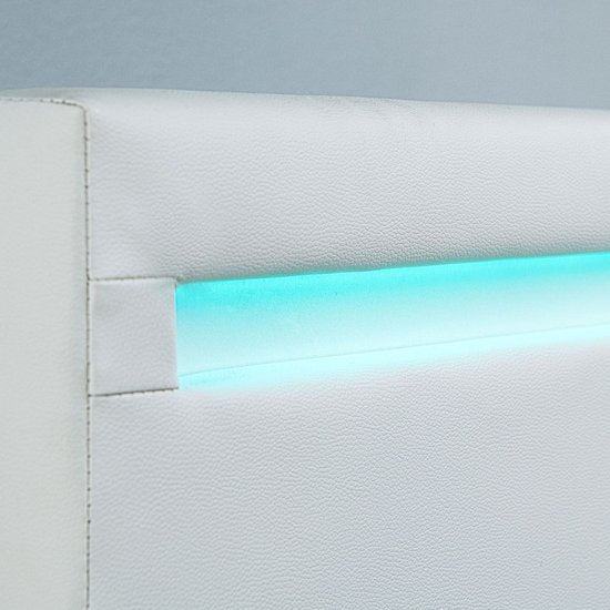 Lit rembourré Verona - 90 x 200 cm - blanc - éclairage LED