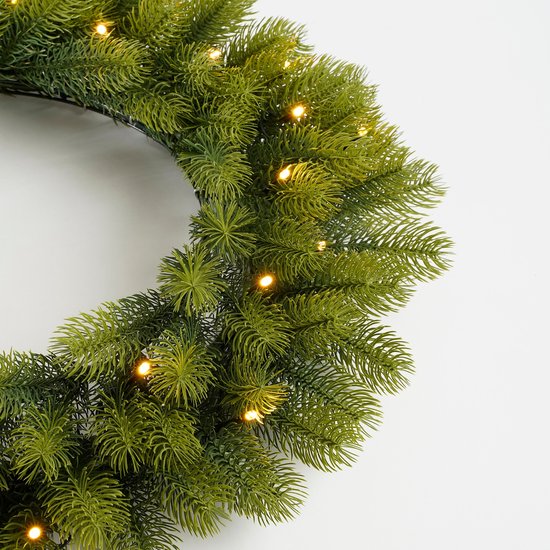 Black Box Trees Nigata Couronne de Noël avec lumières LED - Ø60 cm - Vert