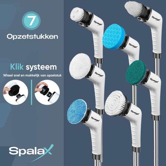 Spalax Brosse de nettoyage électrique - Brosse à récurer - Autolaveuse - Autolaveuse avec manche