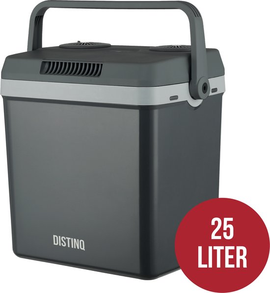DistinQ Glacière électrique pour voiture et camping - Glacière électrique avec fonction chauffage - 12v 230 Volt - 25L - Gris