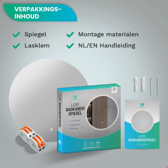 Mirlux Miroir de salle de bain avec éclairage LED et chauffage - Miroir mural rond - Miroir de douche anti-condensation - 60CM