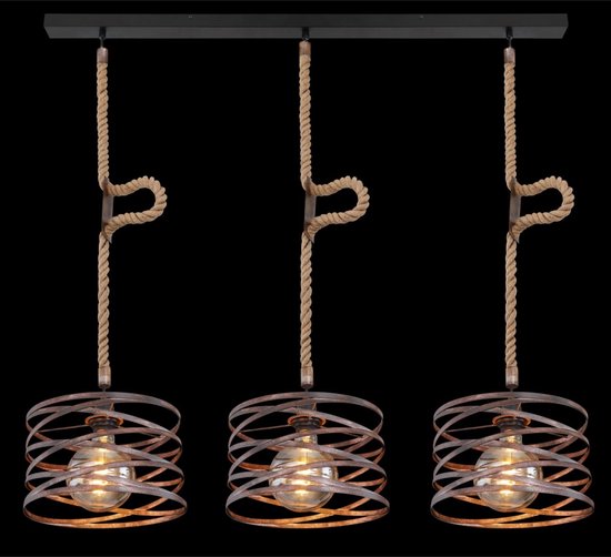 Globo - lampe suspendue - Marco - noir - métal - grande lampe de table de salle à manger - E27 - 15641-3H