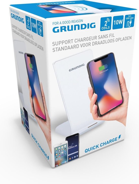 Grundig Wireless Phone Charger - Station de charge - pour Smartphone - Slim Design - White