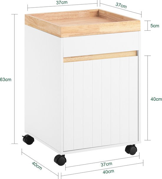 SoBuy ASK03-W Armoire à imprimante - Conteneur de bureau blanc à roulettes