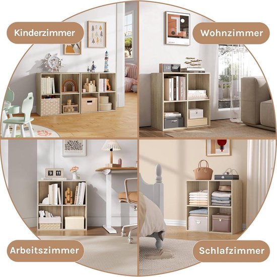 Bibliothèque Woltu - 29 x 59,8 x 59,6 cm - Modèle sur pied - 4 compartiments - Blanc