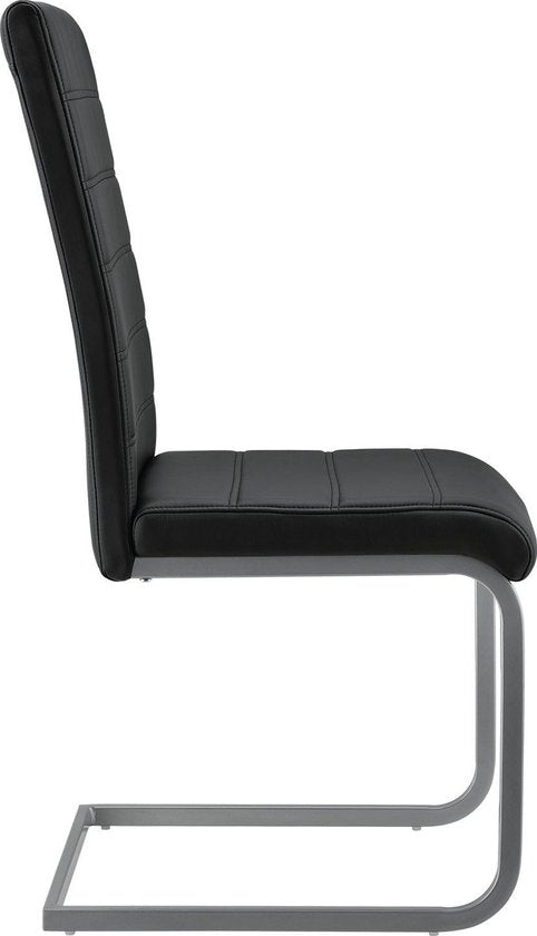 2 Chaises de salle à manger / chaise - Vegas - Cuir synthétique - Noir