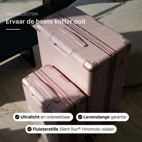 ONYX Hybrid Pro Hand Luggage Suitcase 35 Litres - Polycarbonate recyclé et design sans fermeture éclair - Valise de voyage avec serrure TSA et roues pivotantes - Trolley léger - Candy Pink