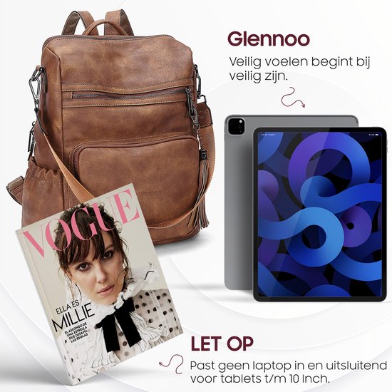 Sac à dos Glennoo - Sac à dos femmes - Cuir PU - Marron