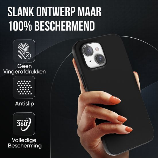 Etui pour téléphone noir adapté à l'Iphone 13 Etui avec protection d'écran en verre protecteur