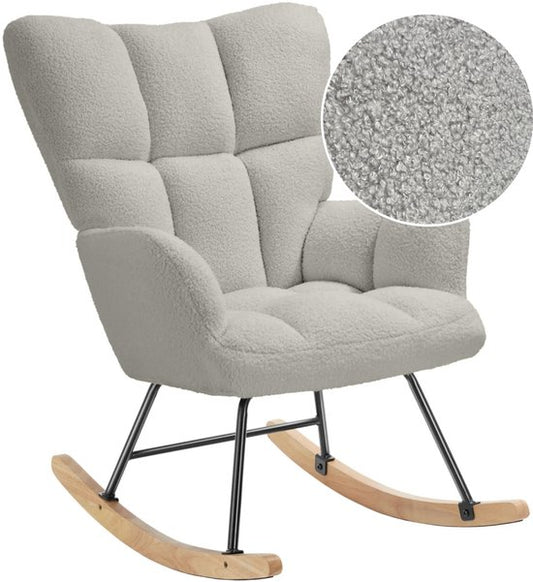 SITTT Fauteuil à bascule - Fauteuil de relaxation pour chambre de bébé - Fauteuil - Chaise d'allaitement - Gris clair