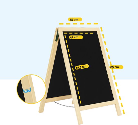 BRASQ Chalkboard Blank - 55x 85 CM - Tableau noir - Enseigne publicitaire - Enseigne de trottoir - Double face - pour l'intérieur et l'extérieur - Hospitality